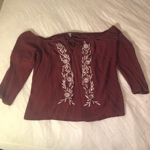 Off-the-shoulder Burgundy Top